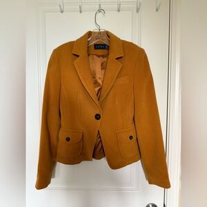 Tan Structured Blazer with Notched Lapel Mustard color